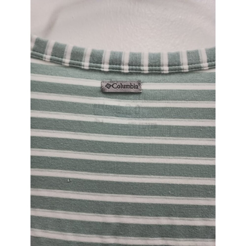 Columbia‎ Womens T-Shirt Large Green White Striped Short sleeve Activewear - Picture 5 of 6